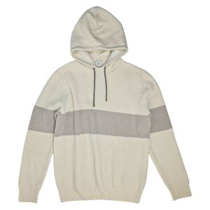 Eleventy Italy Men’s 100% Cashmere Ribbed Hooded Sweater Size M White/Gray
